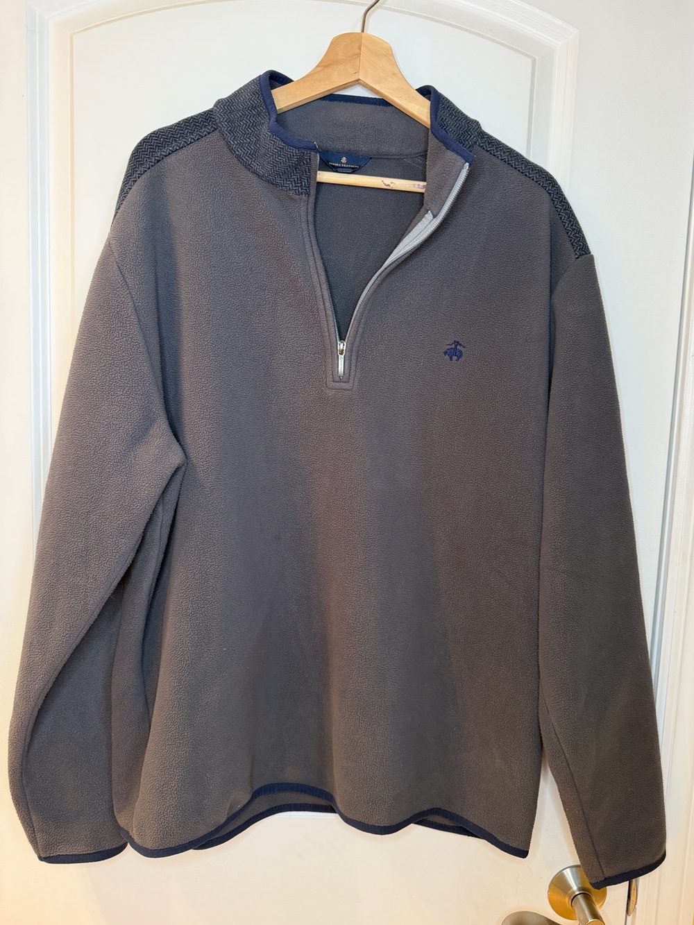 Brooks Brothers Men's Gray Fleece Quarter-Zip Fleece Sweater size XL